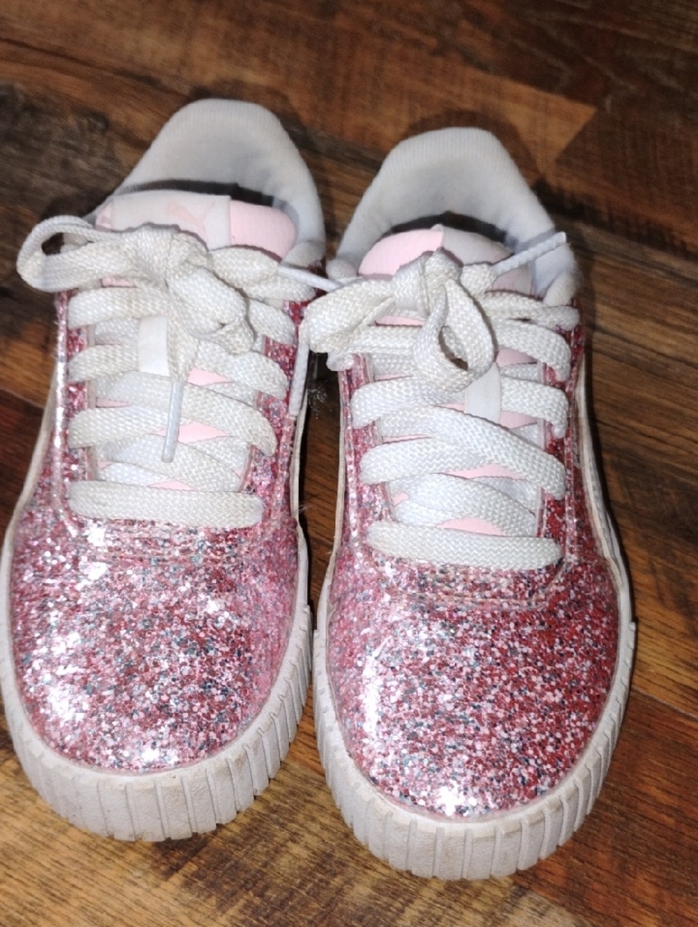 Puma Kids Glitter Pink Lace-Up Sneakers